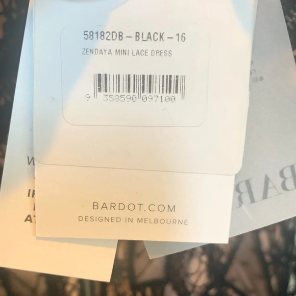 Bardot Zendaya Mini Lace Dress In Black size 12 NWT - Picture 9 of 13